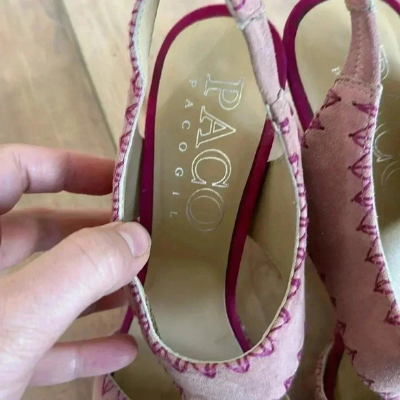 Paco Gil Pink Suede Leather Heels Sz 8.5 - Picture 3 of 9